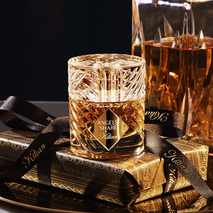 tray wtih glass and perfume